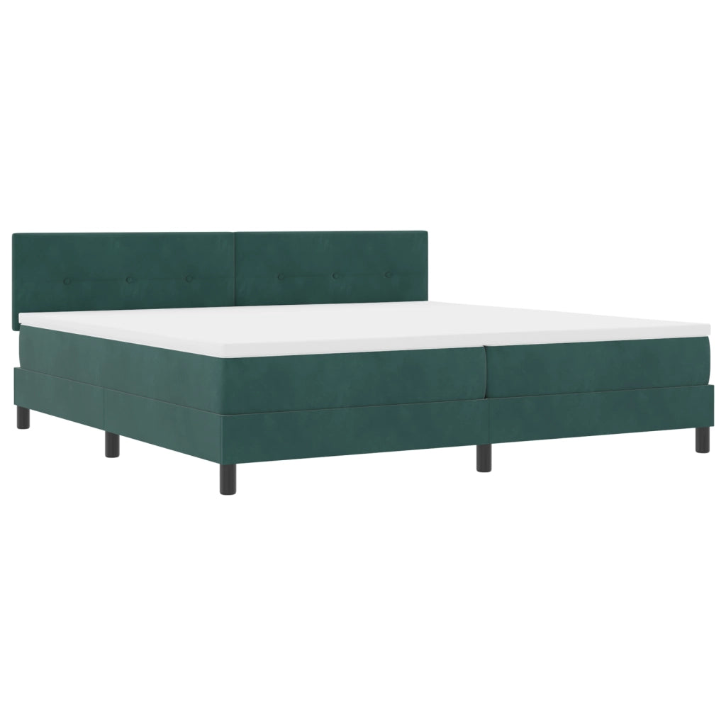 Letto Box Spring con Materasso Verde Scuro 200x200 cm Velluto