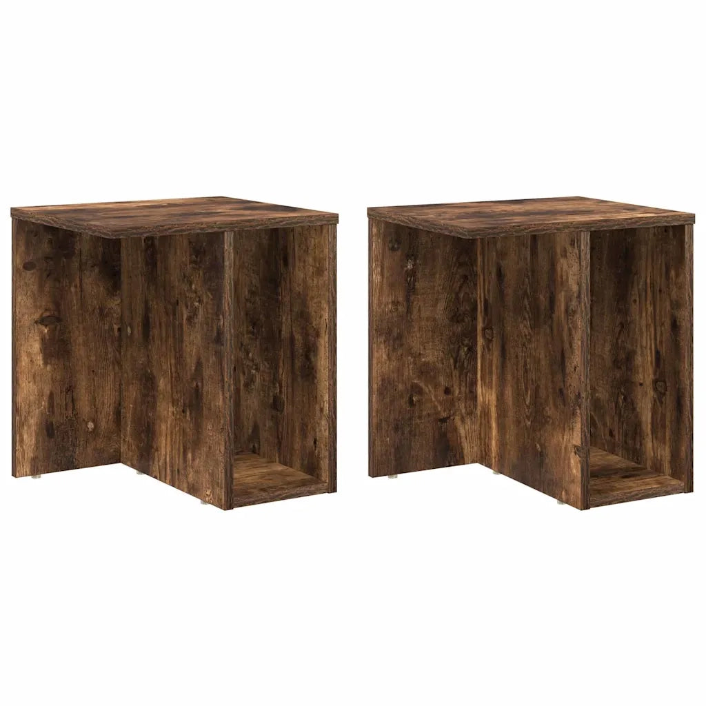 Tavolino 2 pcs Rovere fumé 37 x 32 x 40 cm Legno multistrato