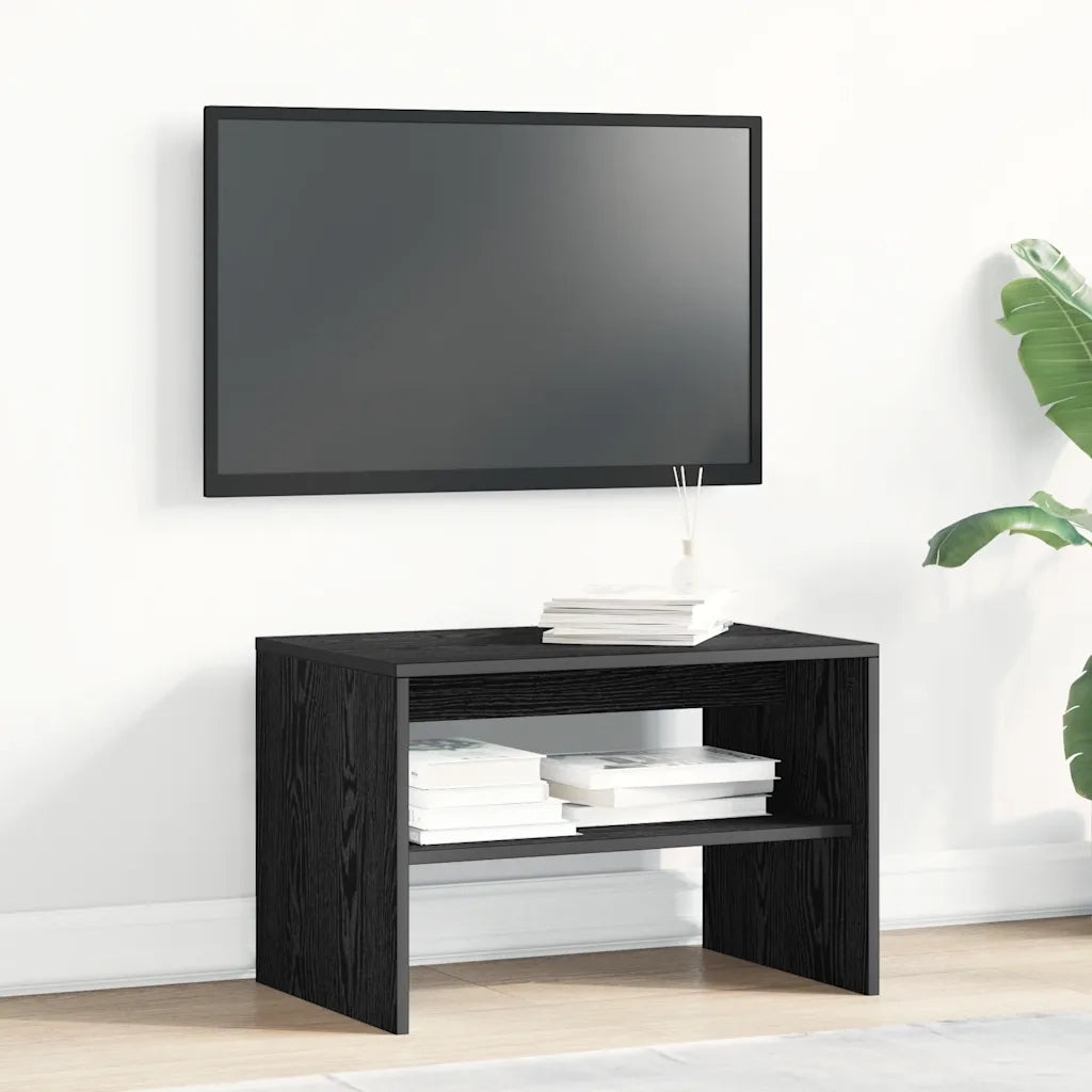Mobile Porta TV Rovere Nero 60x40x40 cm in Legno Multistrato