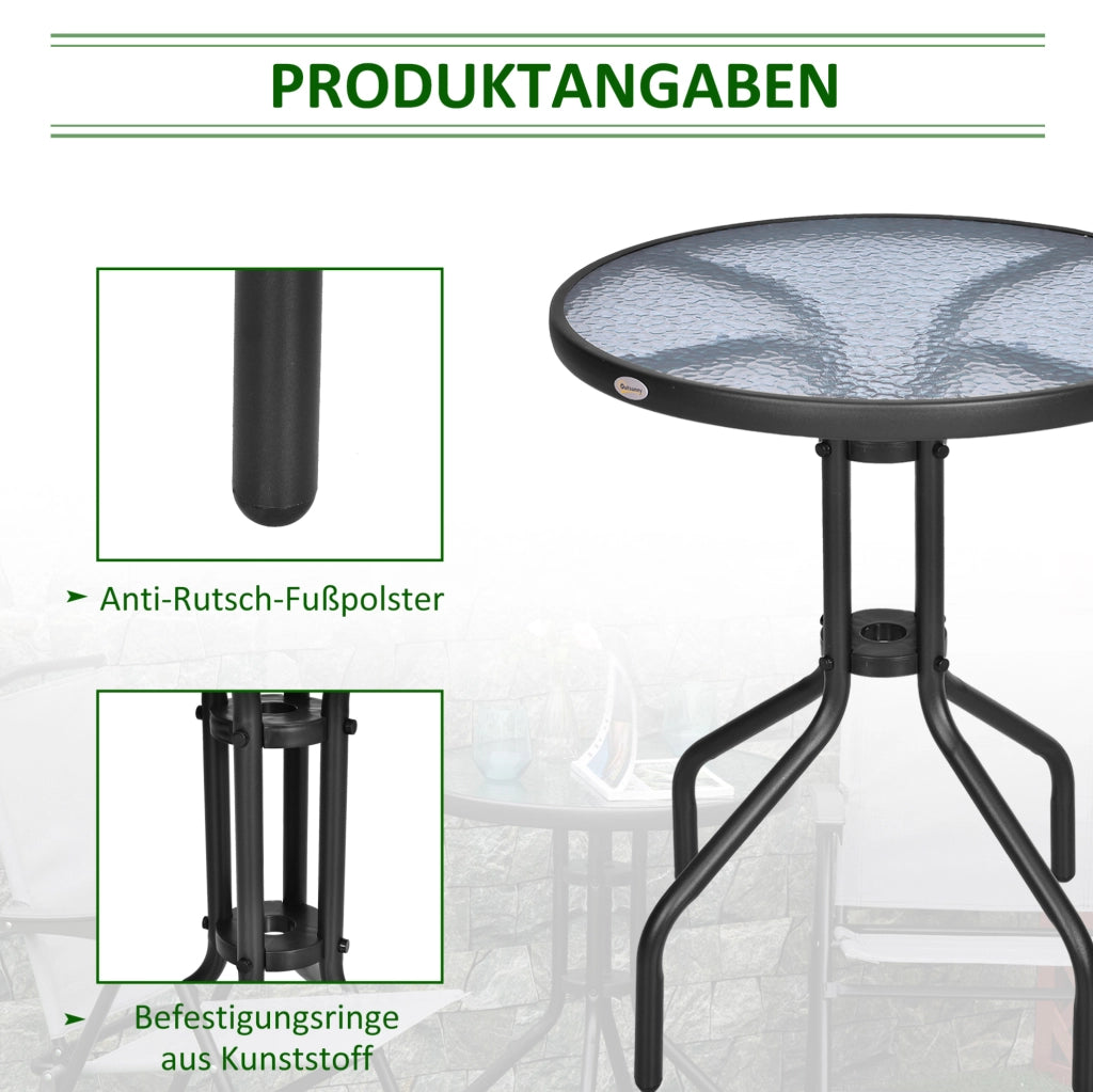 Tavolo da giardino rotondo Ø60 cm in metallo e vetro