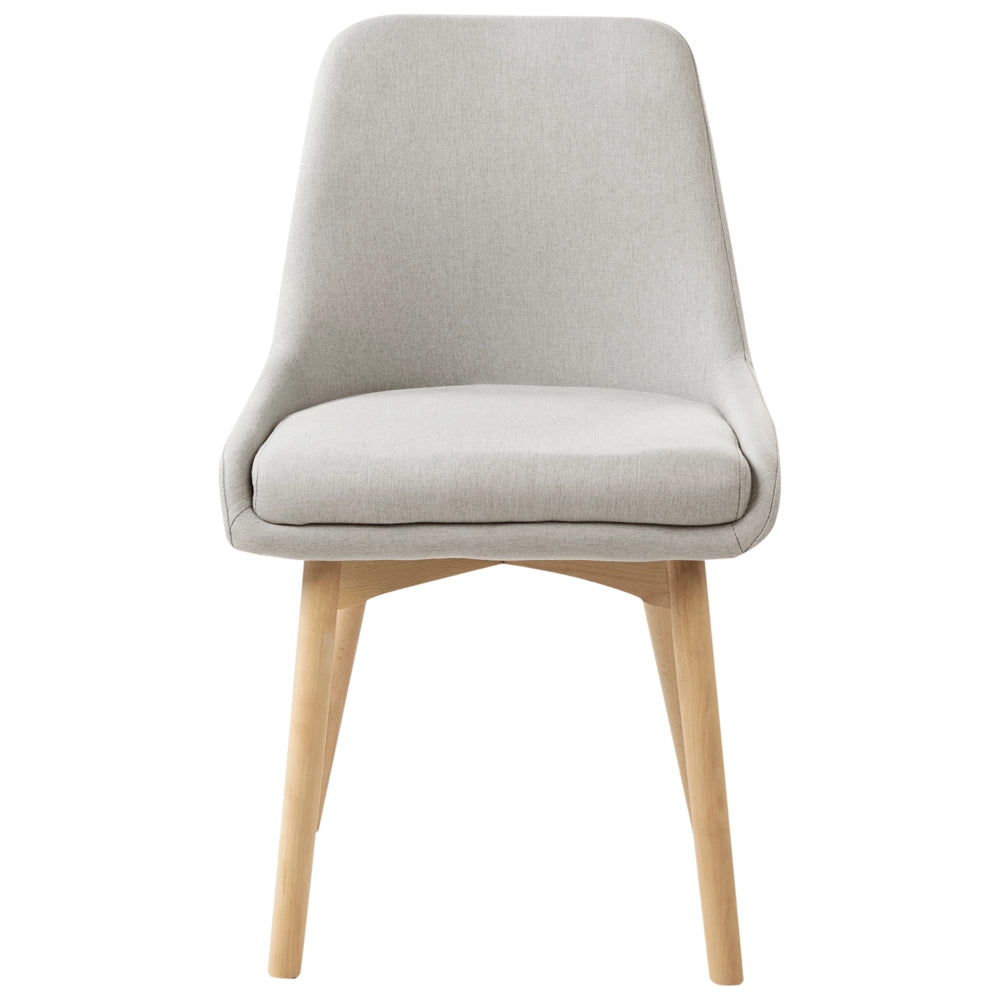 Set di 2 Sedie da Pranzo Gambe in Legno e Tessuto grigio chiaro Sedile spesso imbottito