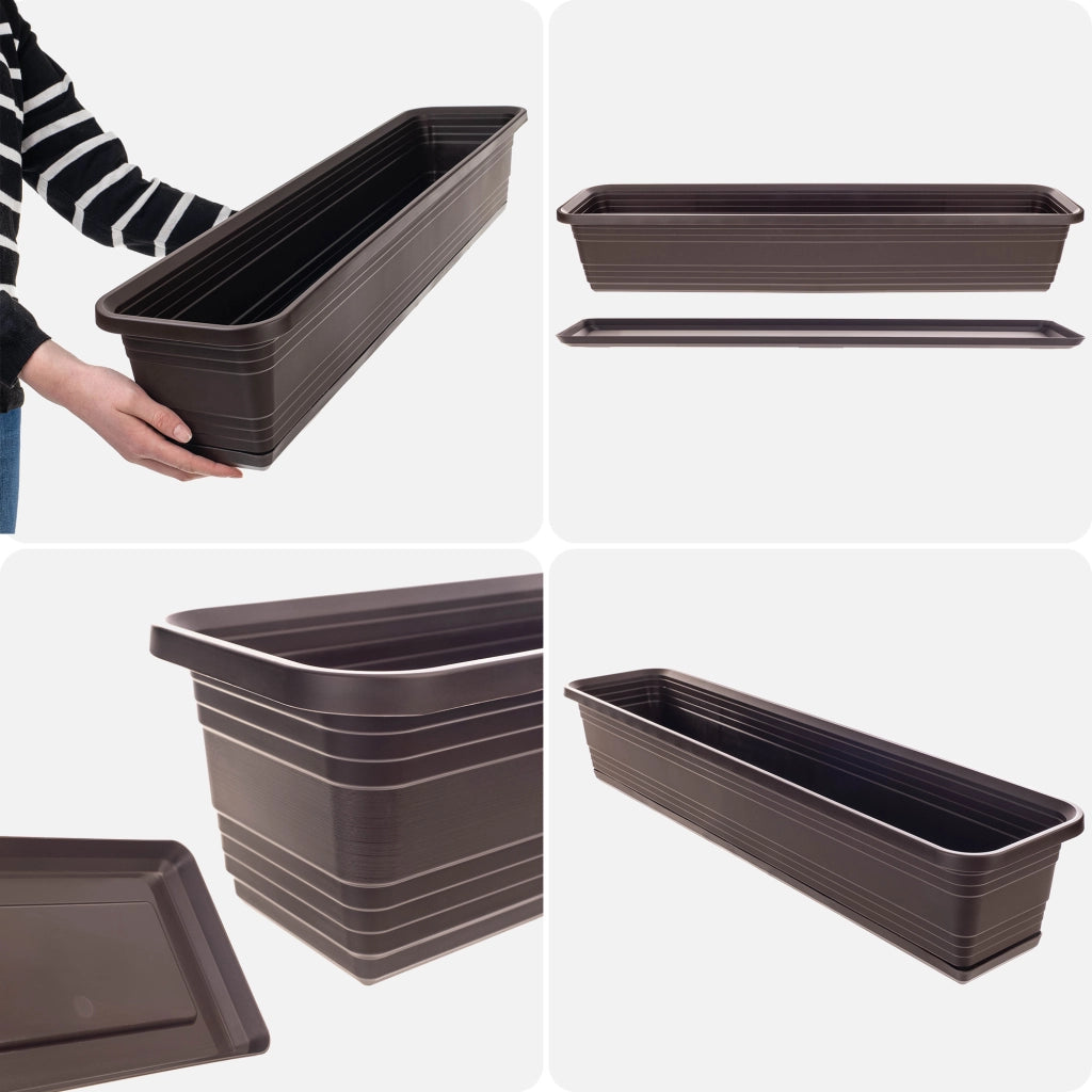 Vaso da fiori per balcone KADAX, 80 cm + sottovaso color moka