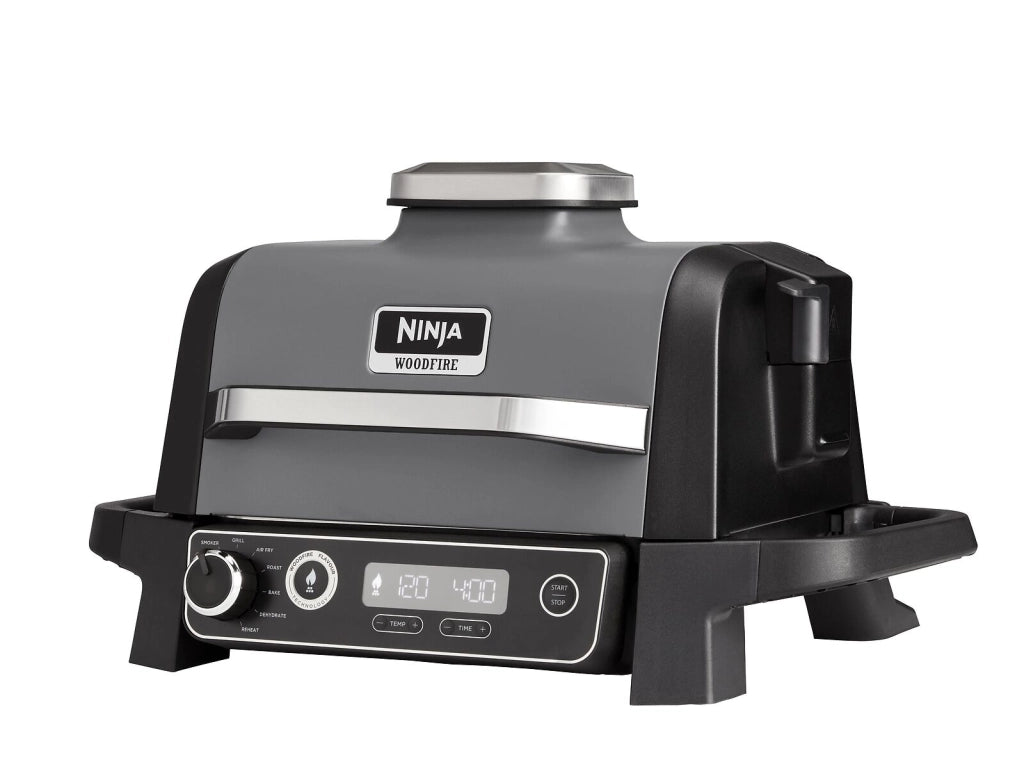 Ninja OG701EU Woodfire Barbecue Elettrico Affumicatore e Friggitrice ad Aria 7 in 1 2400 W colore Grigio Nero