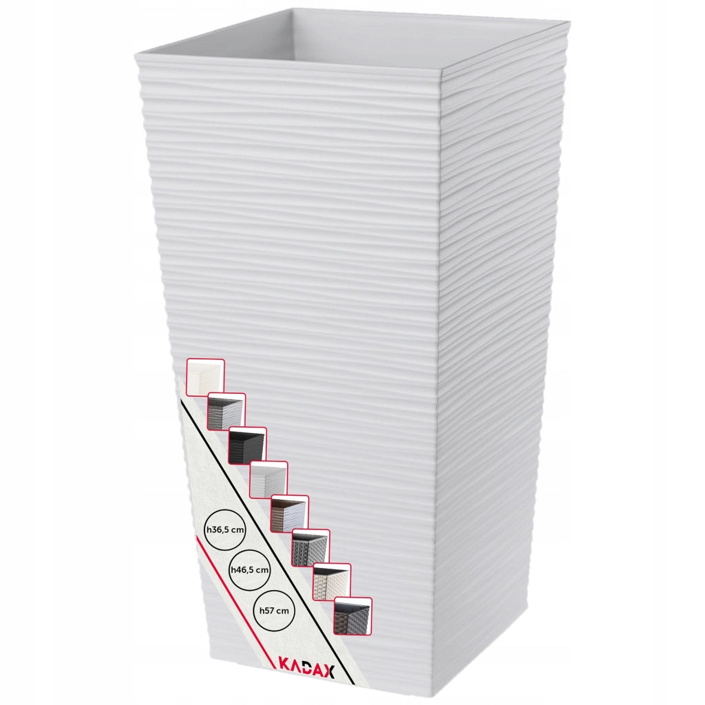 Vaso da fiori KADAX per giardino + inserto, 24x47 cm, alto, bianco, grande, per terrazza, fiori