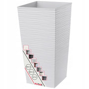 Vaso da fiori KADAX per giardino + inserto, 24x47 cm, alto, bianco, grande, per terrazza, fiori