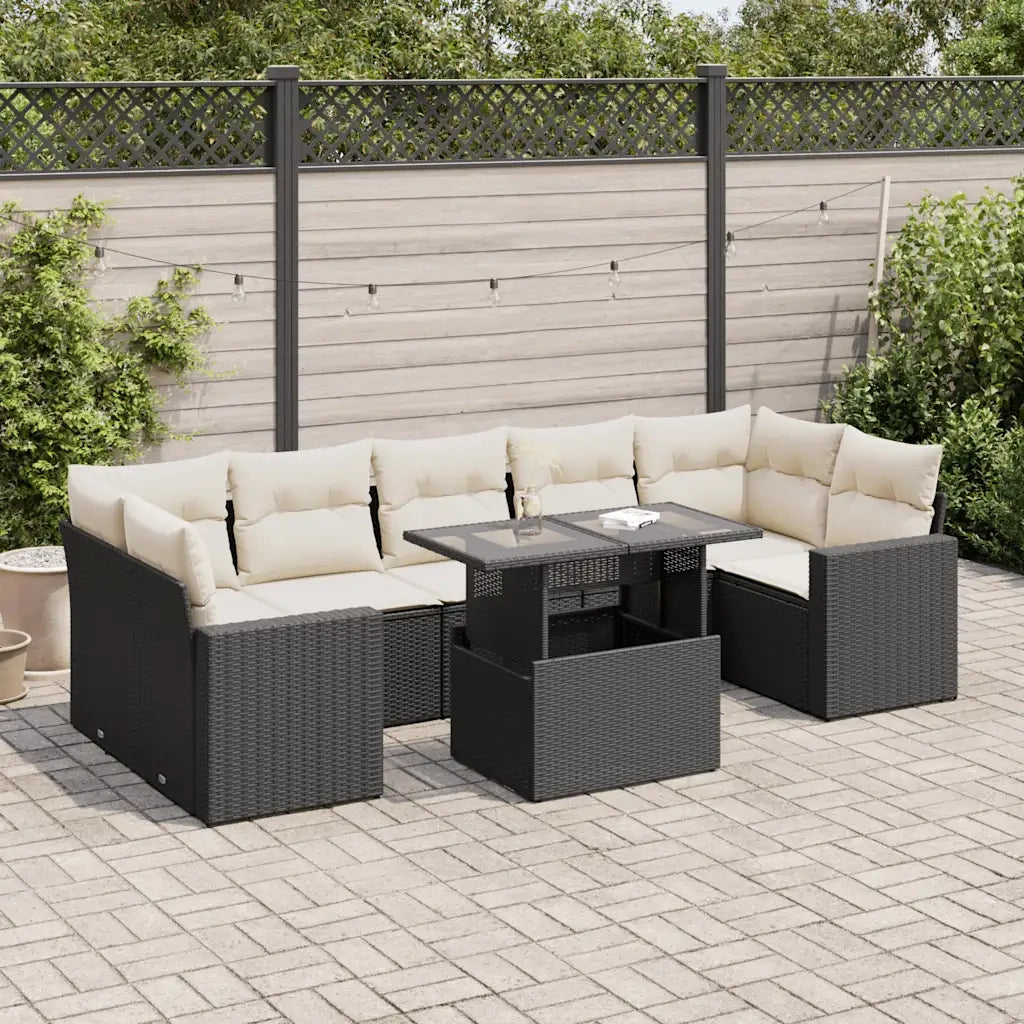 Set Divani da Giardino con Cuscini 8 pz Nero in Polyrattan 3326277
