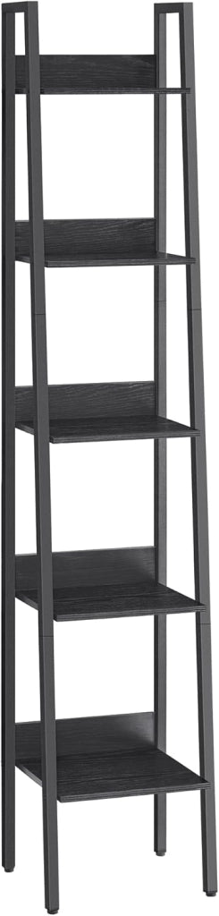 VASAGLE Scaffale a scala a 5 livelli, mobile portaoggetti su piedistalla, scrivania, soggiorno, camera da letto, cucina, stile industriale, marrone rustico e nero LLS109B01