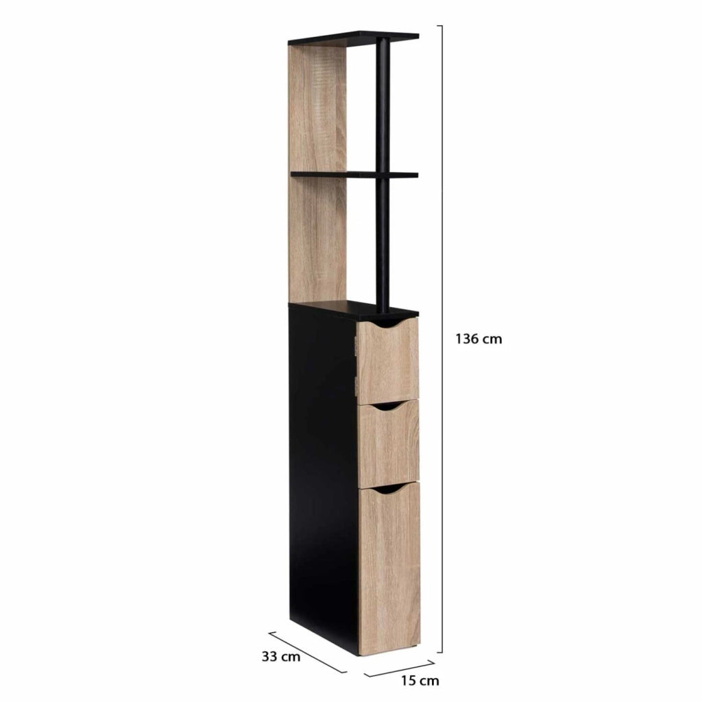 IDMarket - Scaffalatura per toilette in legno bianco con 3 ante nero in faggio WILLY