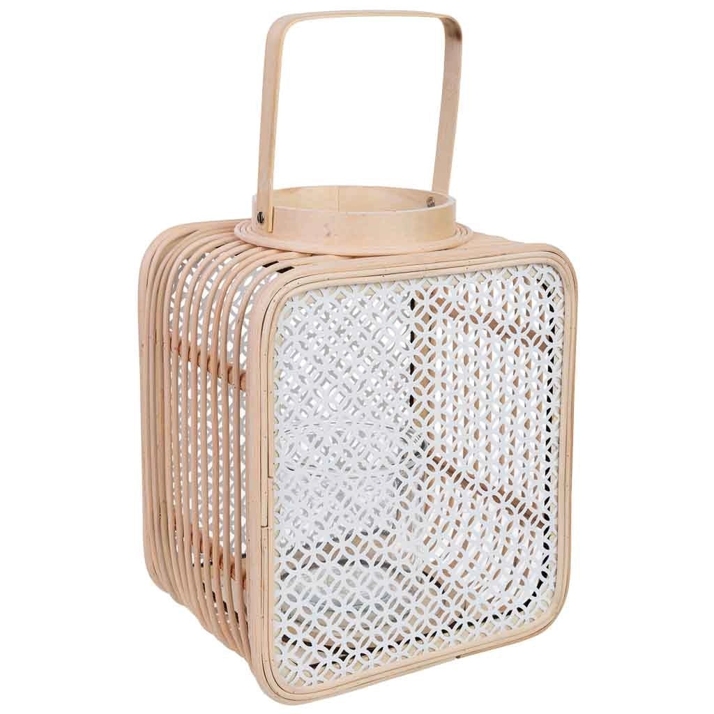 Lanterna in rattan e metallo con vetro 24x19x28h cm