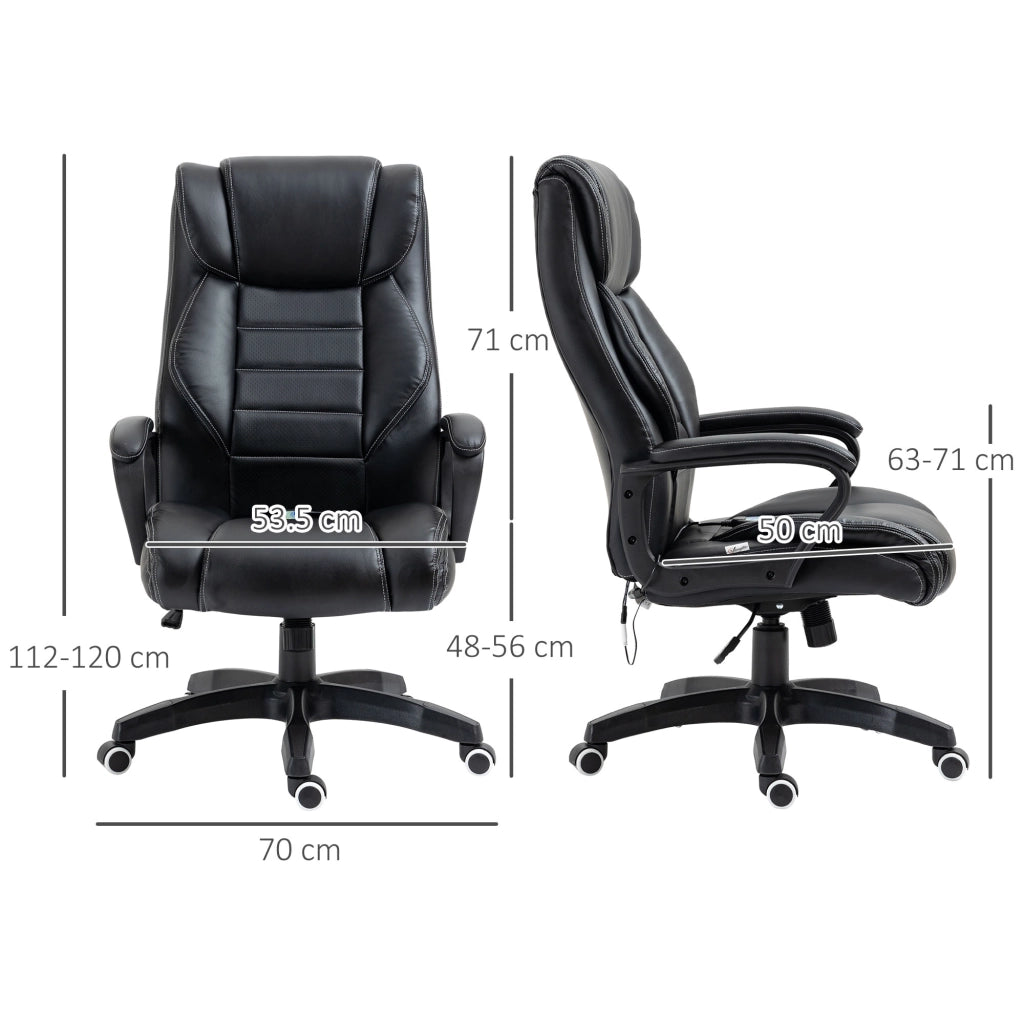EasyComfort Poltrona Massaggiante da Ufficio a 6 Punti con Altezza Regolabile, in Similpelle Nera, 66x78x112-120 cm