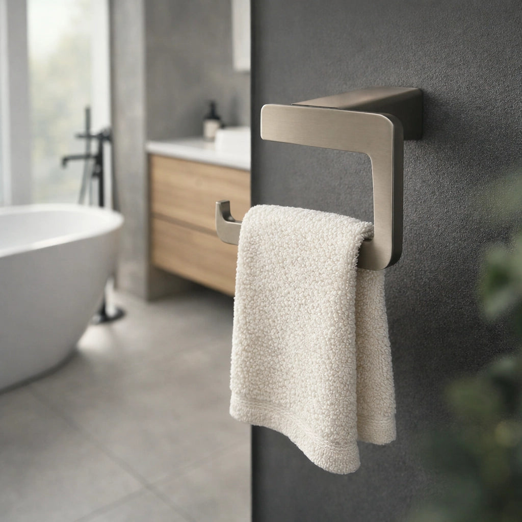 Porta Asciugamani Ad Anello Da Muro Acciaio Grigio Arredo Bagno Cucina 87943