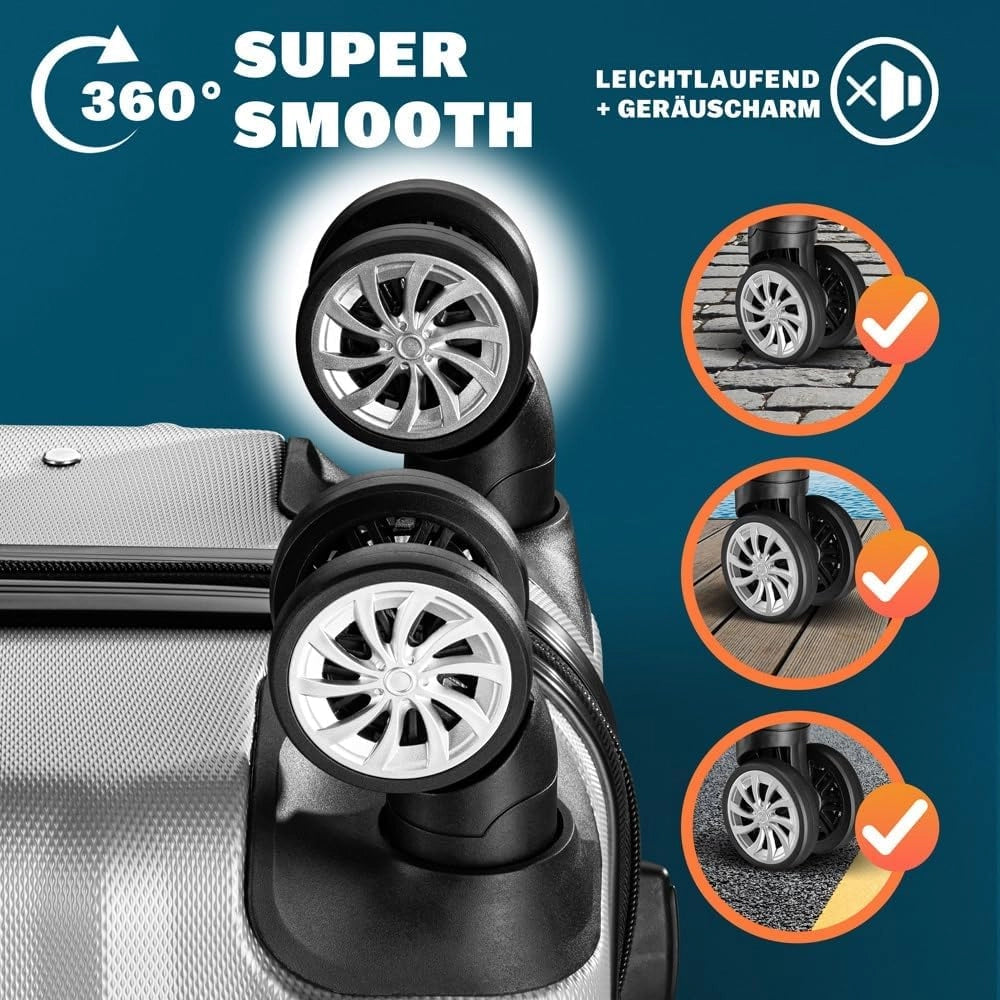 Valigie Set di 3 pezzi m l xl trolley valigie rigide leggere lucchetto bagaglio a mano viaggio grigio