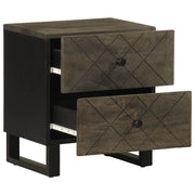 Comodino-Tavolino da notte Nero 40x33x46 cm in Legno Massello di Mango 875531
