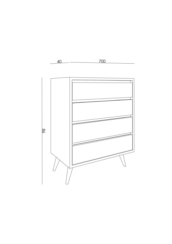 Cassettiera in legno "Suvera" - 70 x 40 x 86 cm - Beige marmorizzato