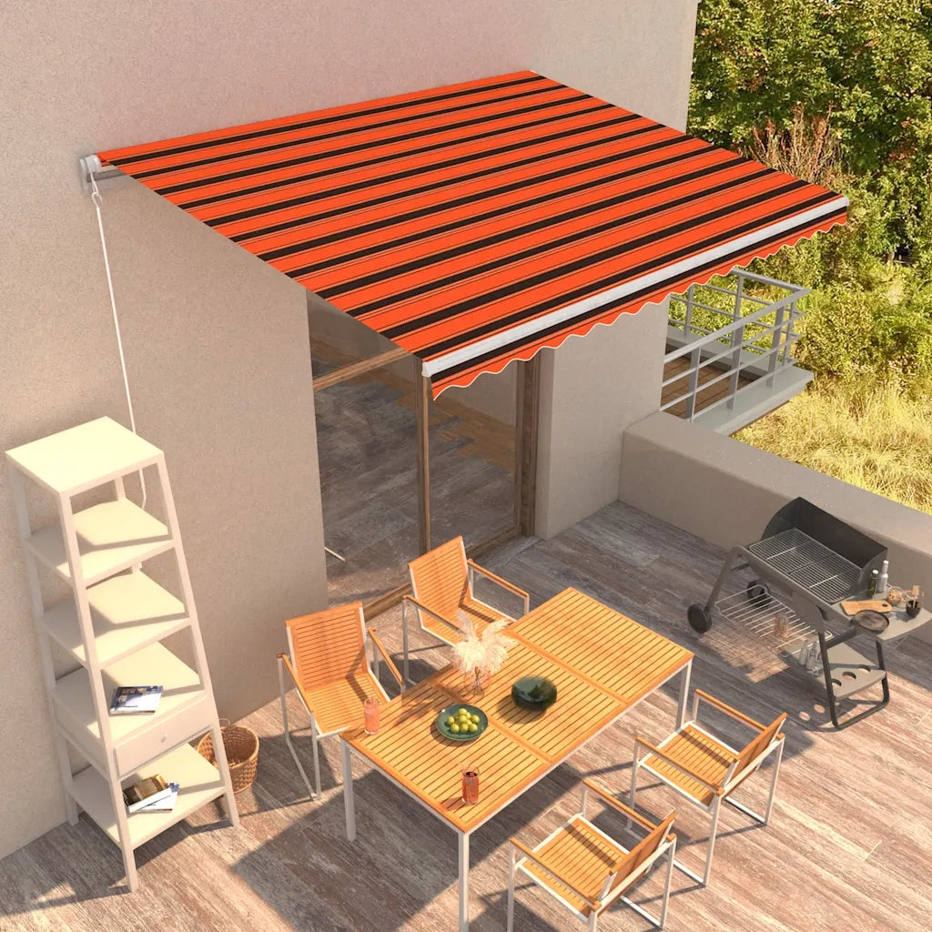 Tenda da Sole Retrattile Manuale-Tenda parasole per Patio 400x300 cm Arancione e Marrone