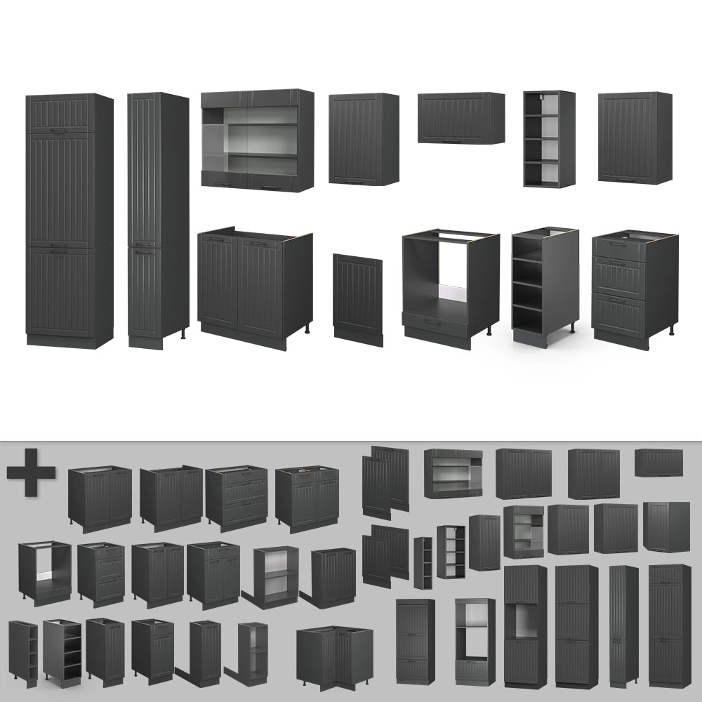 Vicco Cucina componibile Grigio scuro 355 cm senza piano di lavoro