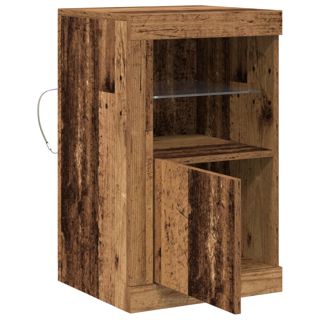 Sideboard  con luci LED in legno vecchio 41x37x67 cm