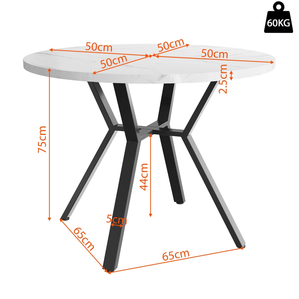 Tavolo da pranzo rotondo Ø100 cm effetto marmo in MDF