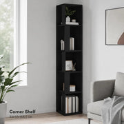 Corner Shelf, Black, 33x33x164.5 Cm, Wood-based Material