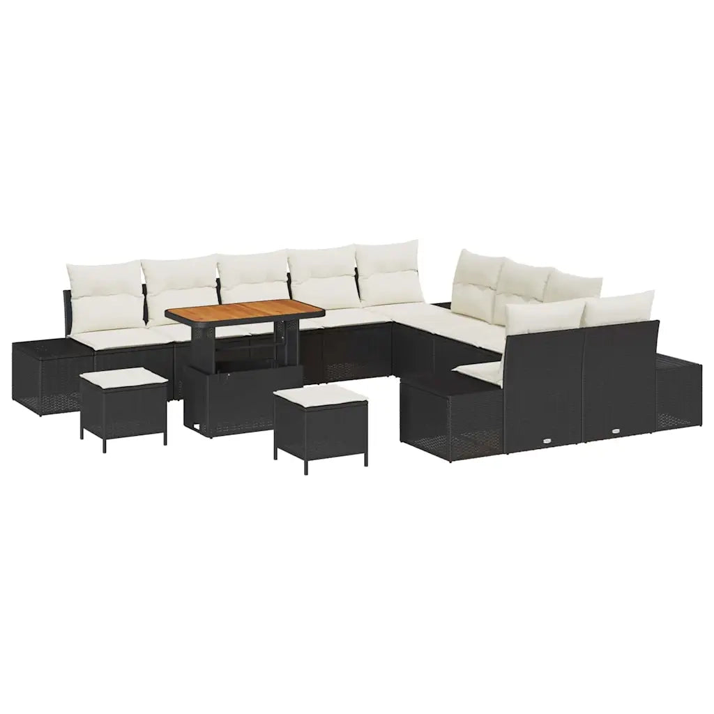 Set Divano da Giardino con cuscino 13 pcs Nero Poly Rattan 3364795