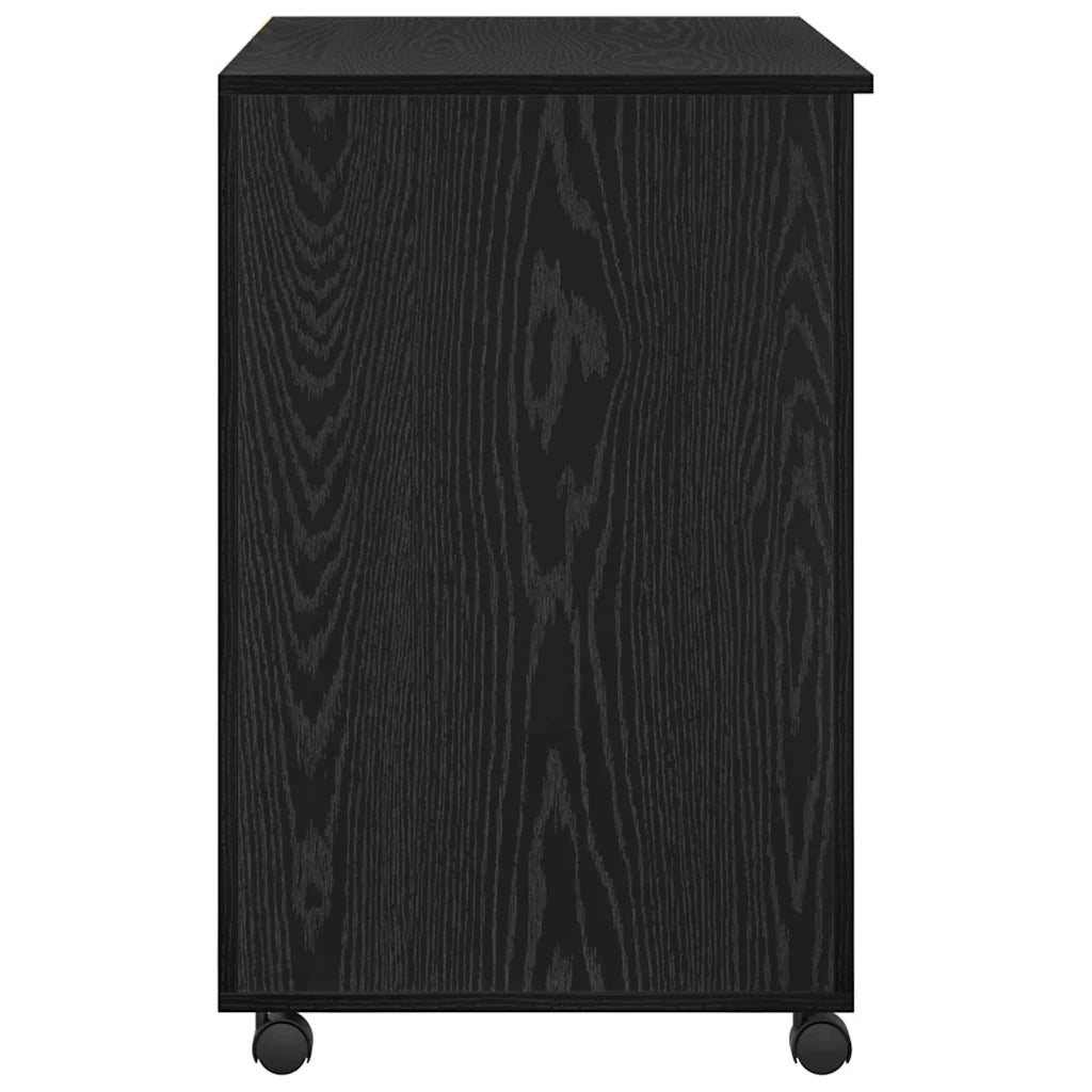 Scrivania con Ruote con cassetto Rovere Nero 91 x 50 x 77 cm 869531