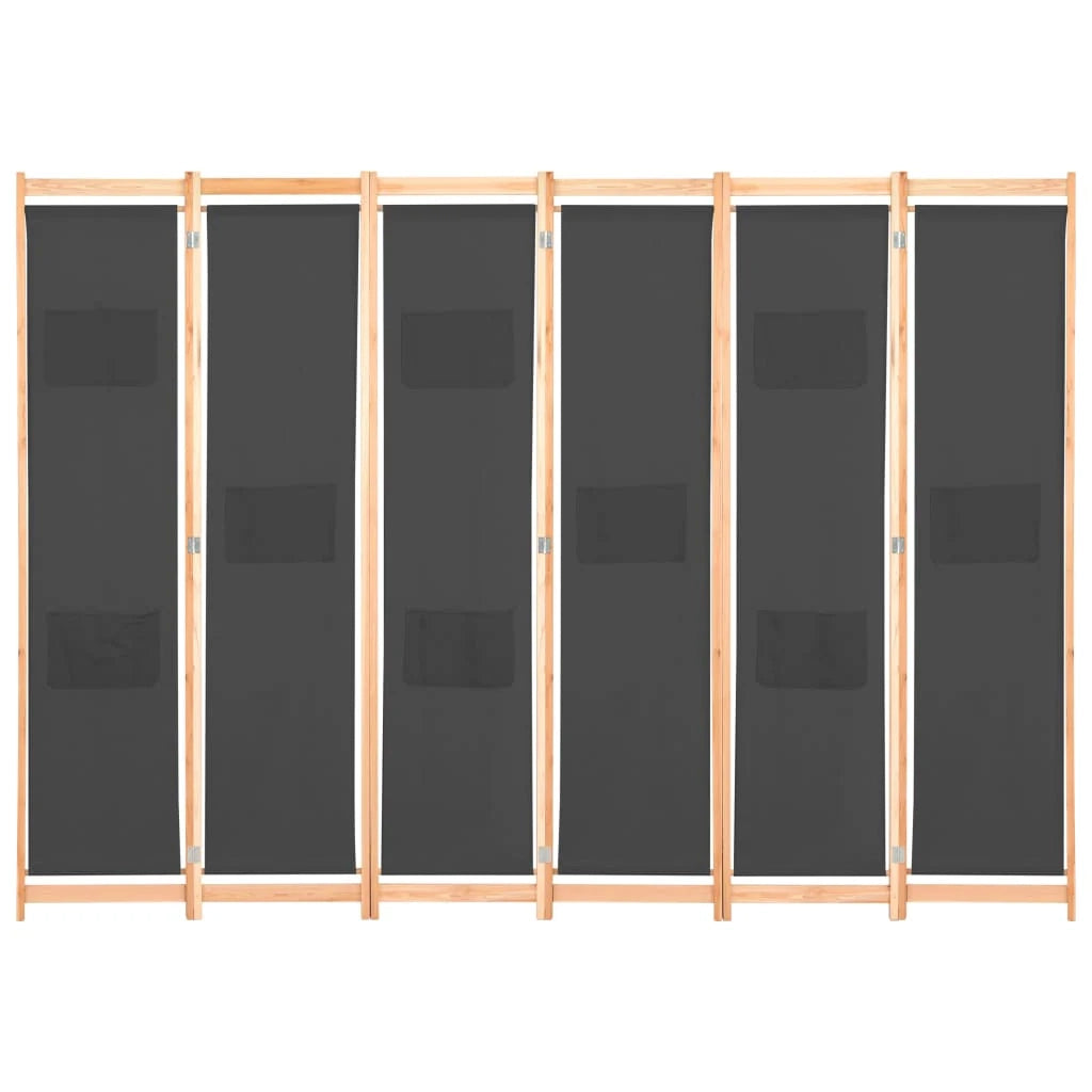 Divisorio divisorio mobile decorativo 6 pannelli grigio 240 x 170 x 4 cm tessuto 0802086
