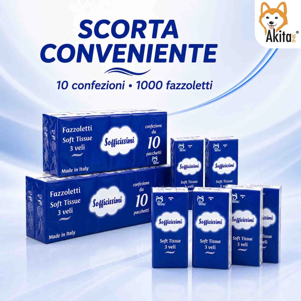 Akitaink 1000 Fazzoletti Soft Tissue 3 Veli Made in Italy
