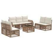 Set Divano da Giardino 8 pcs Beige e Bianco Crema polyrattan