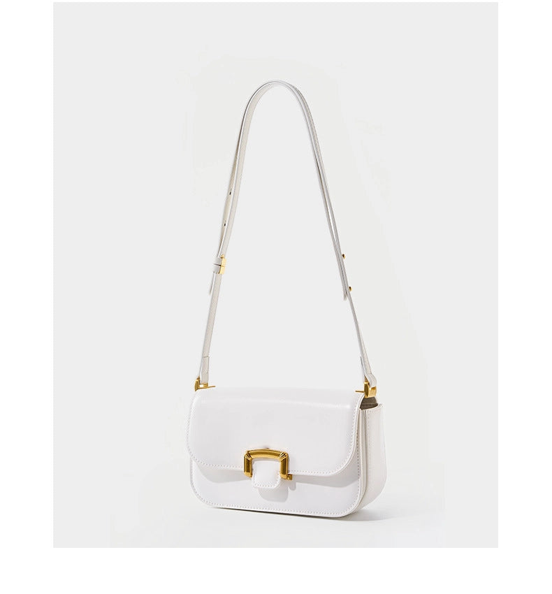 Borsa a tracolla da donna in vera pelle, colore bianco