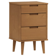 Comodino | Armadio da Notte | Mobiletto da notte Marrone MOLDE 40x35x65 cm in Legno Massello di Pino