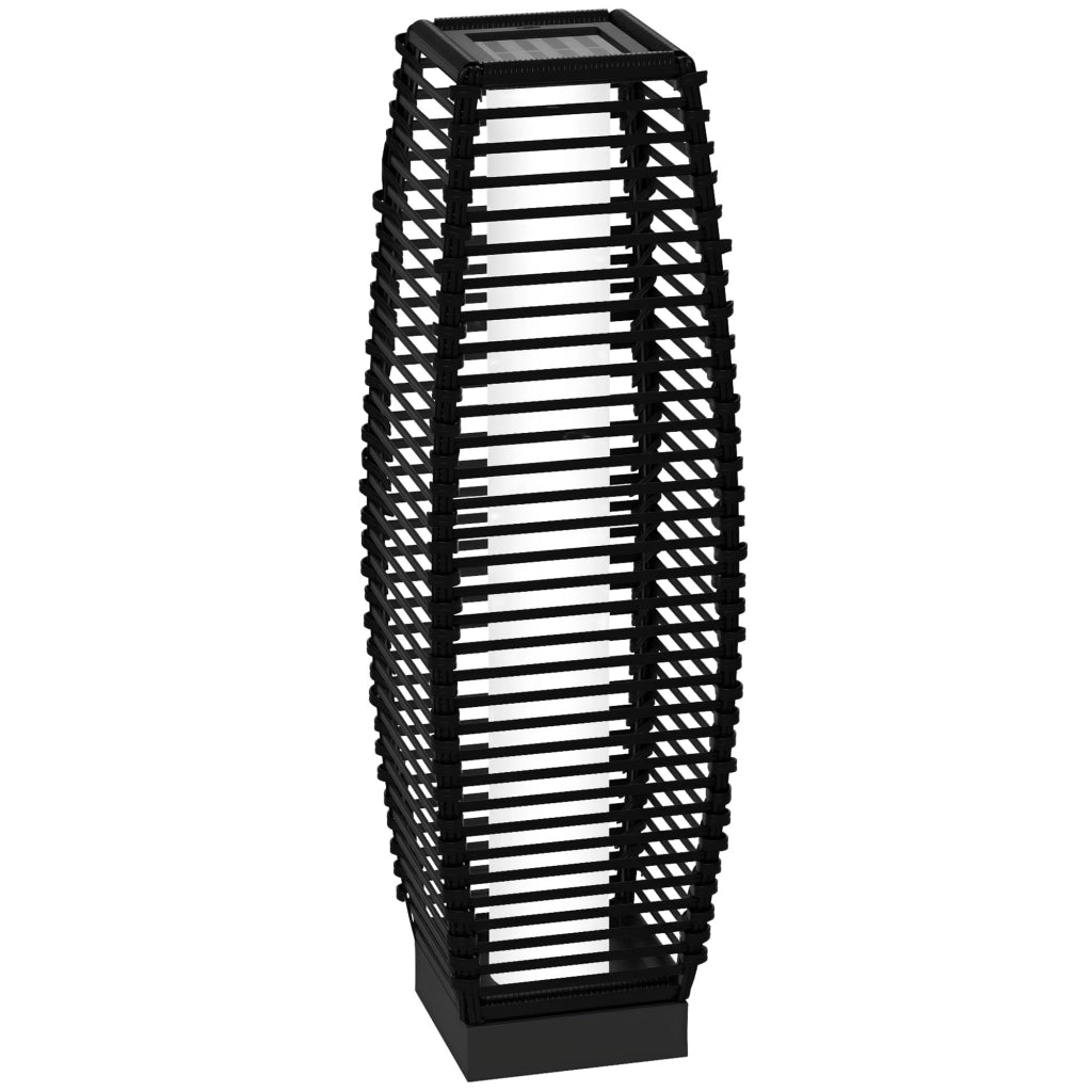 Lampada Solare da Giardino in Acciaio e Rattan ¨C Zephmum ¨C Nero 20x20x68 cm