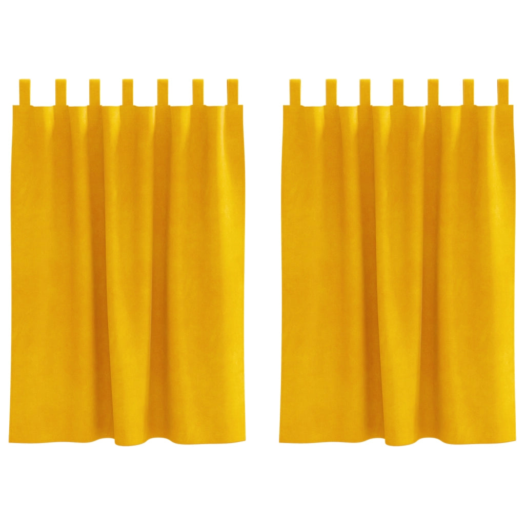 Tende Blackout  con anelli di sospensione 2 pezzi Giallo Senape Velluto
