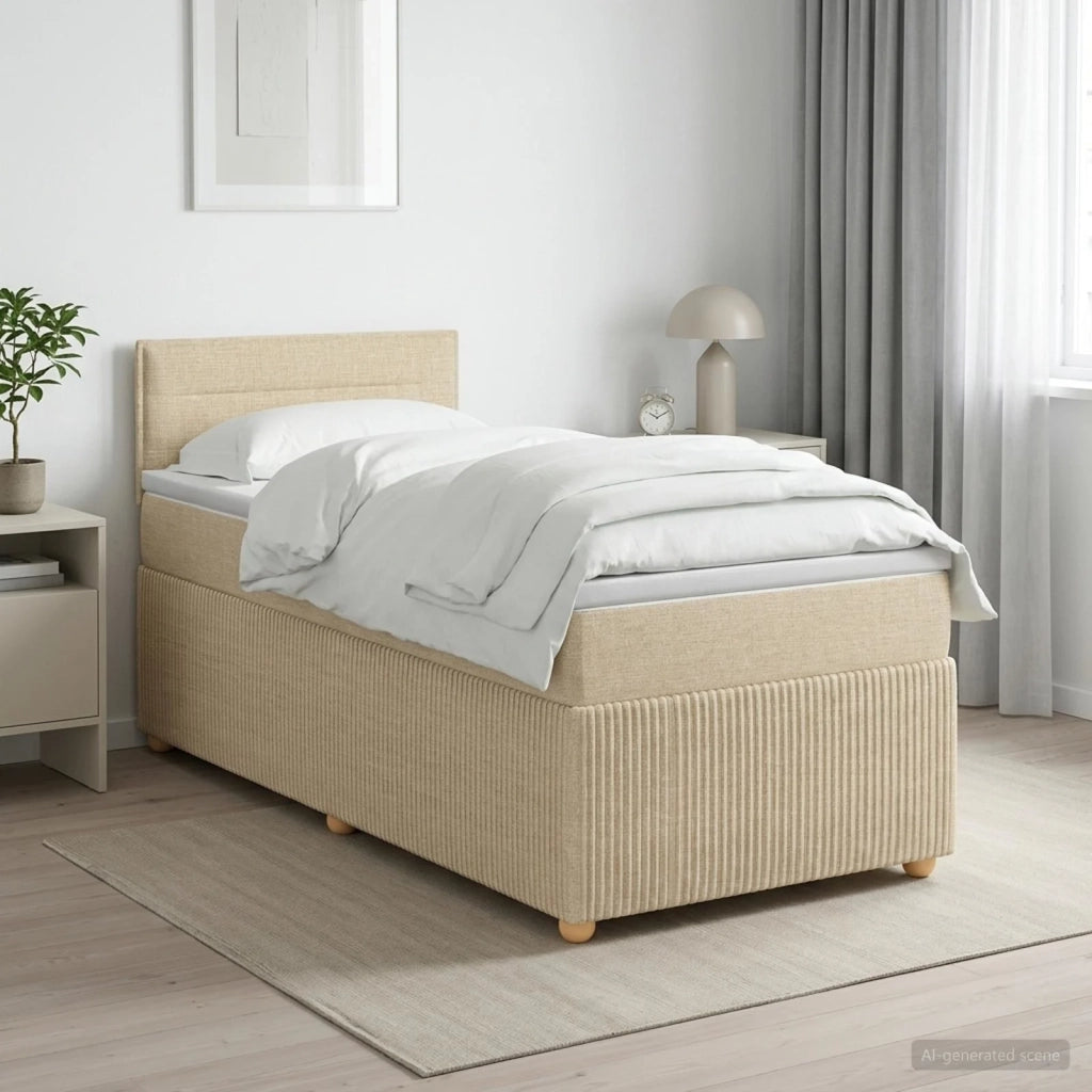 Letto box spring con materasso Crema 100 x 200 cm Tessuto 3452860