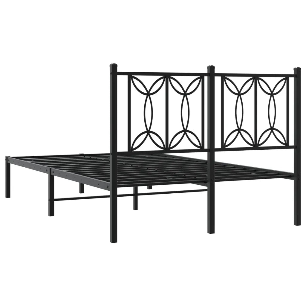 Letto matrimoniale | Letto per adulti | Giroletto con Testiera in Metallo Nero 120x190 cm