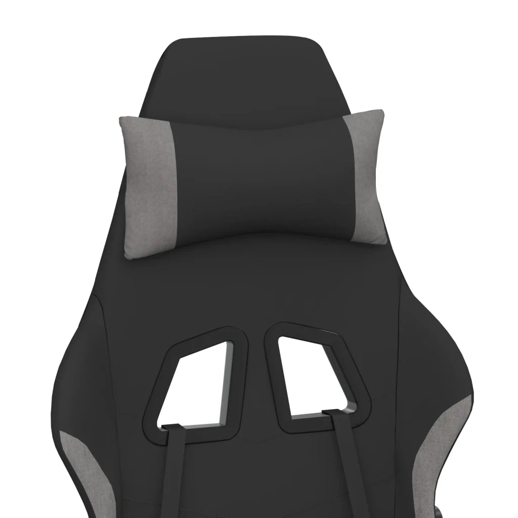 Sedia da Gaming con Poggiapiedi Nero e Grigio Chiaro in Tessuto cod mxl 67194