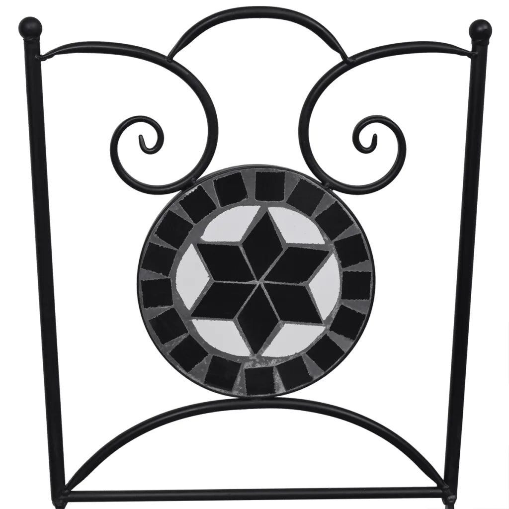 Set da Bistrot 3 pz in Piastrelle di Ceramica Nero e Bianco cod mxl 47034