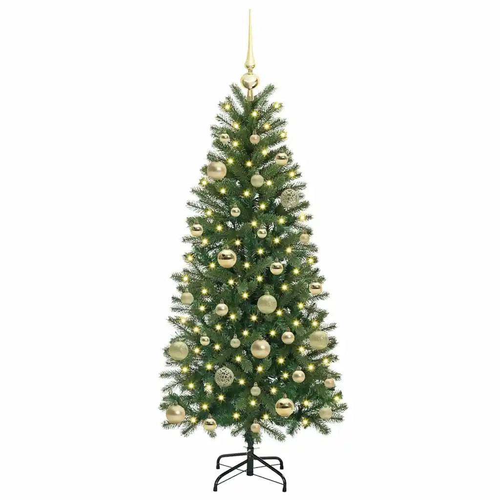 Albero di Natale | Decorazioni natalizie artificiale con 150 LED Verde 150 cm PE e PVC