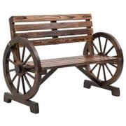 Panchina da giardino, Design a ruote, per 2 persone, 105.5 x 56 x 79 cm, Legno naturale, Marrone Scuro