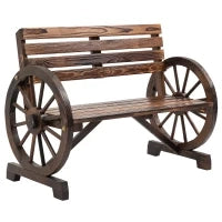Panchina da giardino, Design a ruote, per 2 persone, 105.5 x 56 x 79 cm, Legno naturale, Marrone Scuro