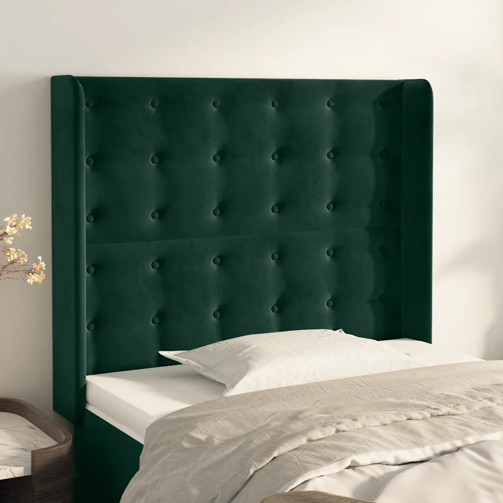 Testiera ad Orecchio Verde Scuro 83x16x118/128 cm in Velluto 3120047