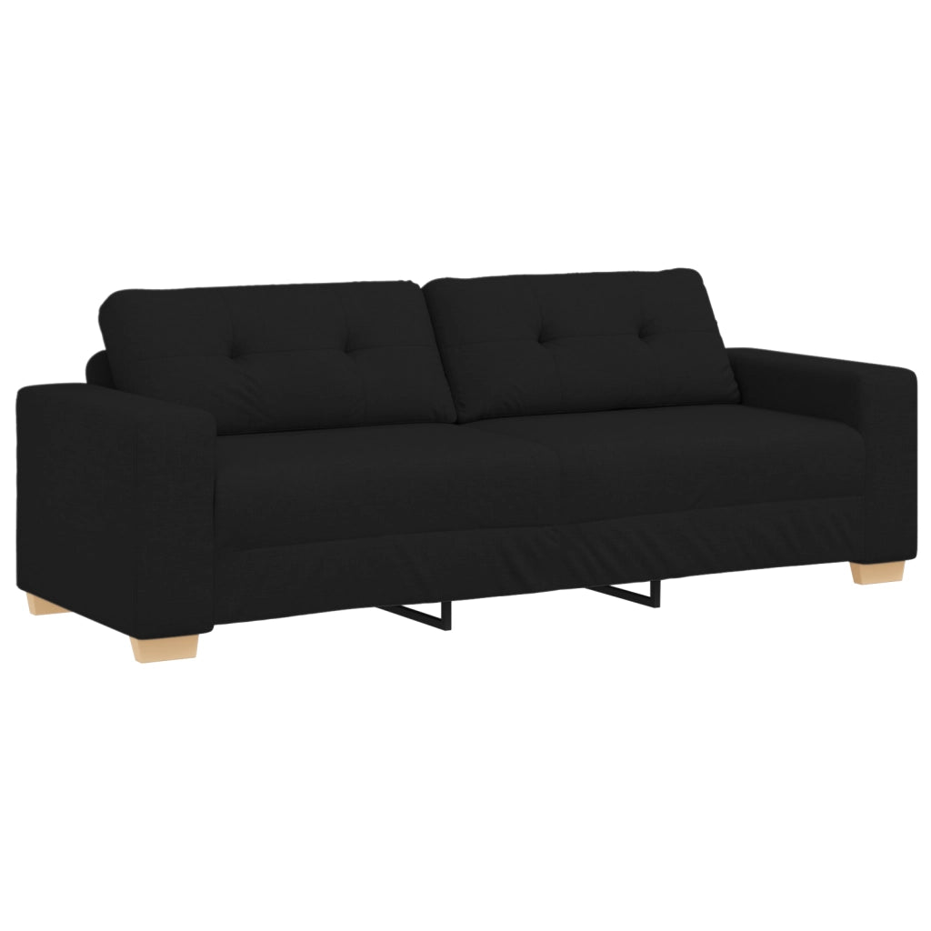 Set divano 3 pezzi con cuscini in tessuto nero