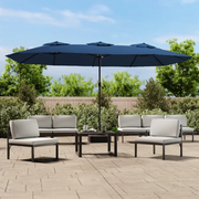 Ombrellone a Doppia Testa-Ombrello da giardino Azzurro 449x265 cm