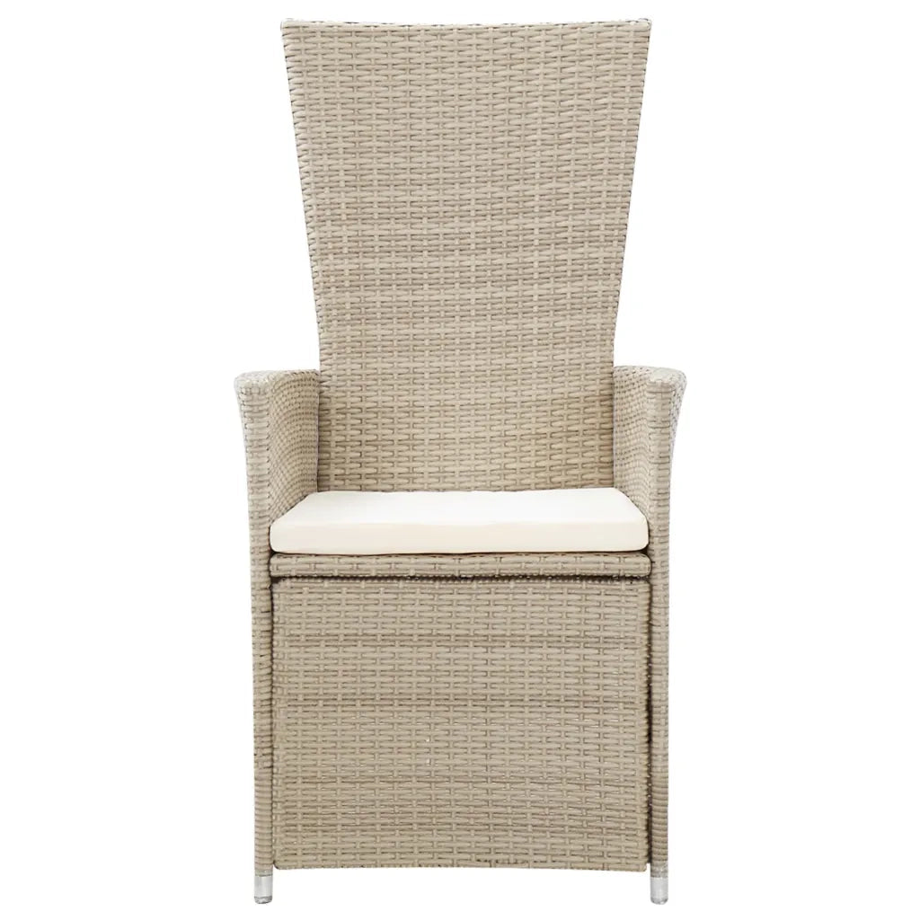 Sedie da Giardino Reclinabili 2 pz | Sedie da Esterno con Cuscini Polyrattan Beige