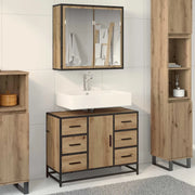 vidaXL Set di mobili per il bagno con porta 2 pcs rovere artigianale