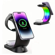 Trade Shop - Caricabatterie Ricarica Wireless Rapido Magnetico 20w 3 In 1 Con Illuminazione Rgb Q-a93 -
