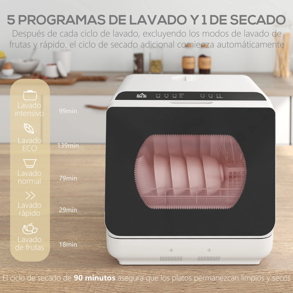 Lavastoviglie Piccolo con 5+1 Programmi Due Modalit¨¤ di Approvvigionamento Idrico Serbatoio Acqua 6L Display LED ¨C zephmum ¨C Bianco