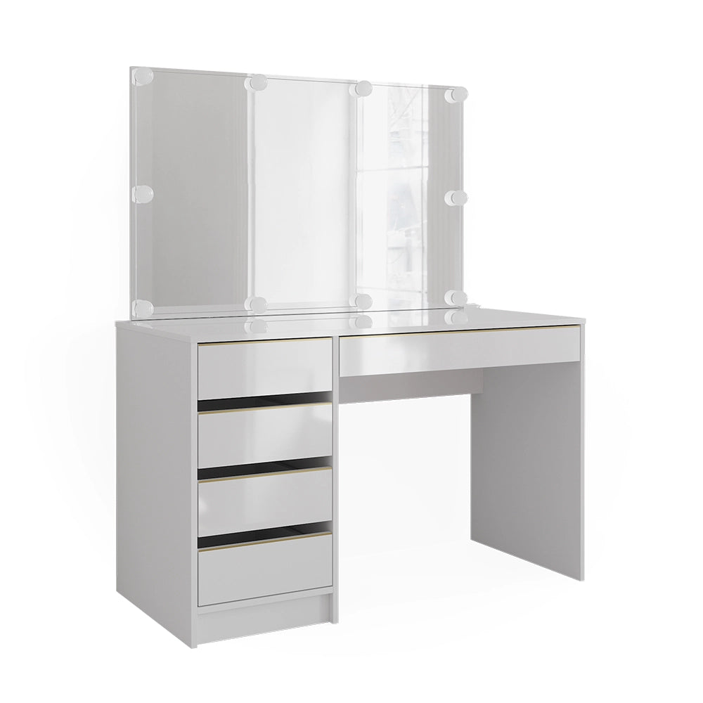 Vicco Tavolo da toilette Bianco/Oro 55 cm con illuminazione a LED
