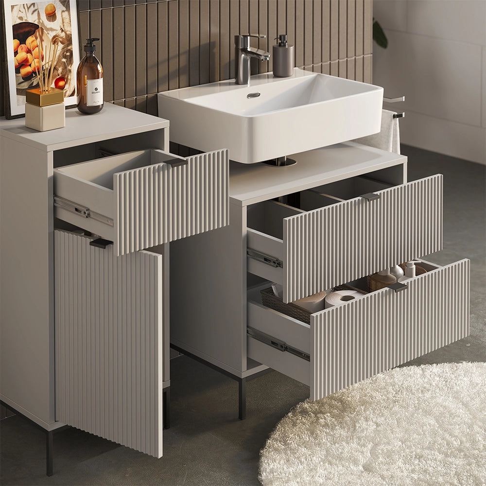 Vicco Set di mobili da bagno Grigio 3 parti