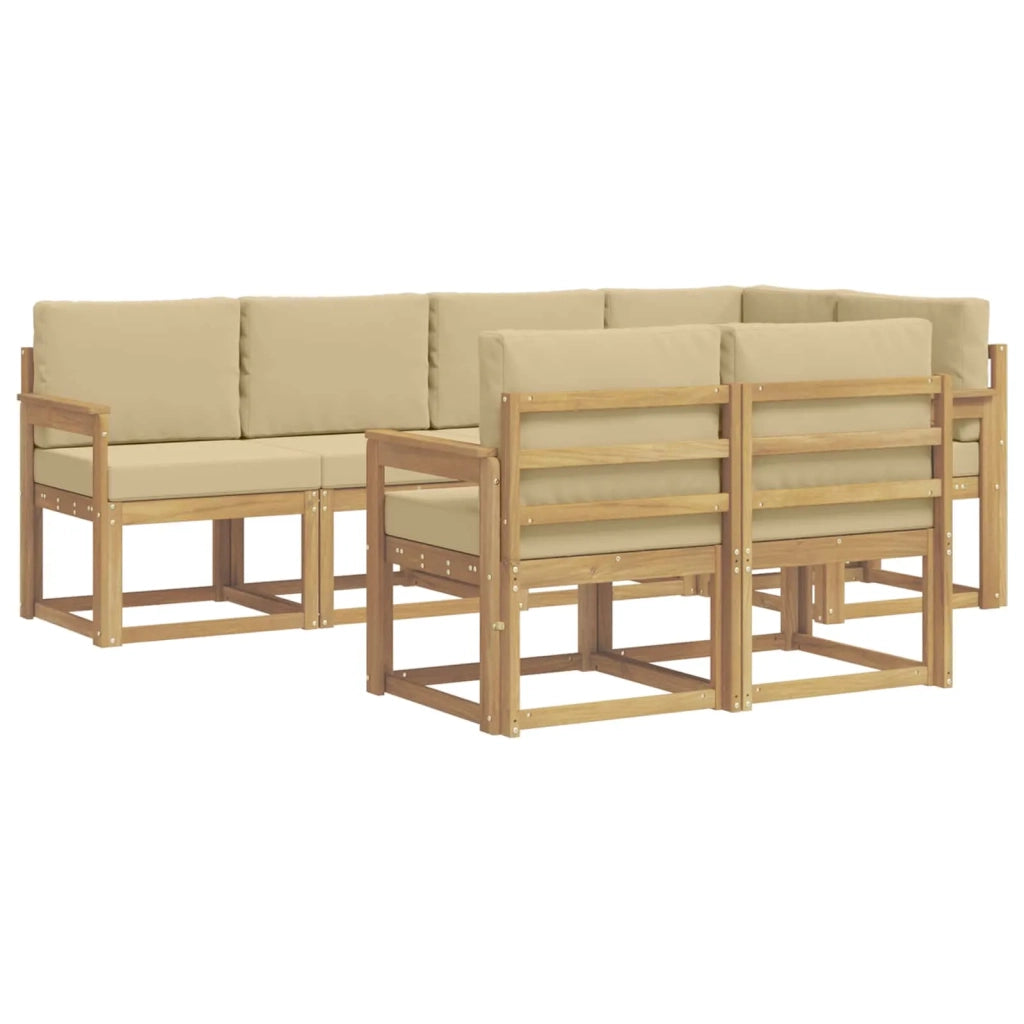 Set di divani da esterno 7 pcs Bianco e Beige Poliestere 3387762