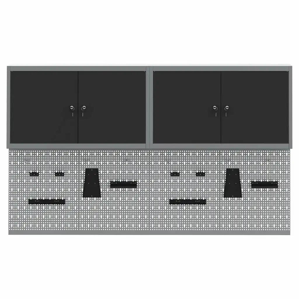 Set di armadi per attrezzi con lo scaffale 6 pcs Nero 3321402